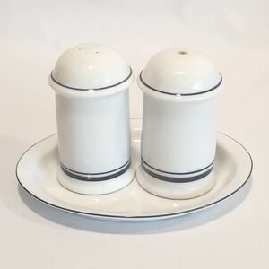 Dansk‎ International Designs Bistro Allegro Salt & Pepper Shakers + Under Plate